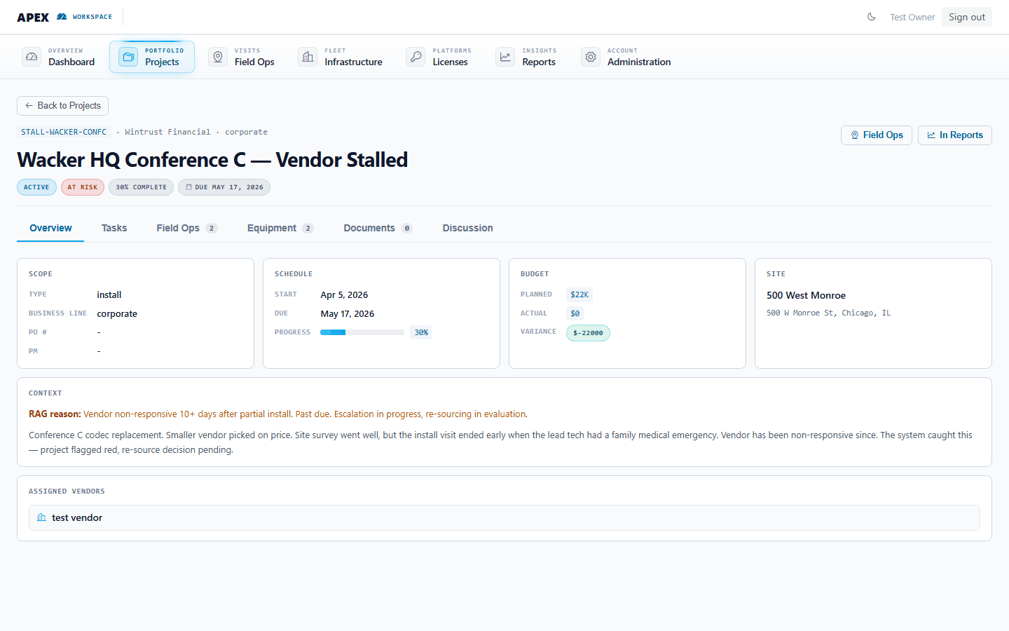 APEX project workspace